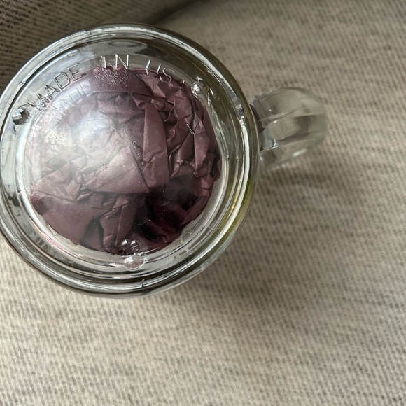 Libby Frosted Pines Glass mug, made in USA, gold tone rim, white, grey, clear - Picture 8 of 8